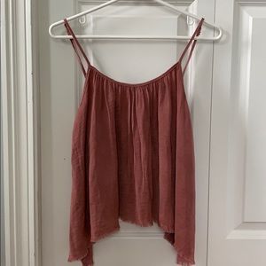 AERIE DARK PINK FLOWY TANK TOP